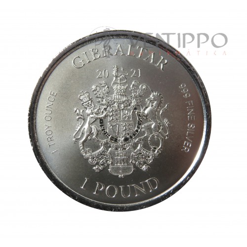 Gibraltar, 1 Pounds Plata ( 1 OZ 999 mls. ) Perseo 2021, BU.