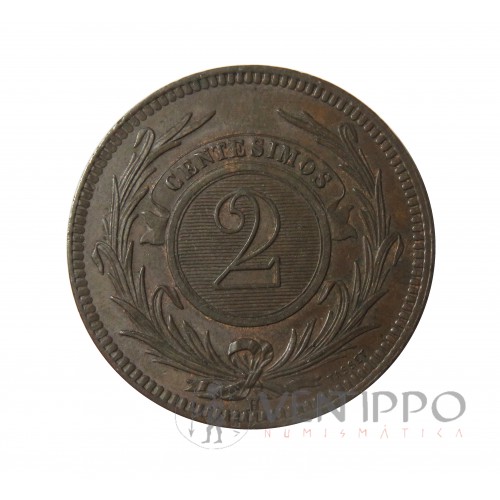 Uruguay, 2 Céntimos 1869 H, EBC-