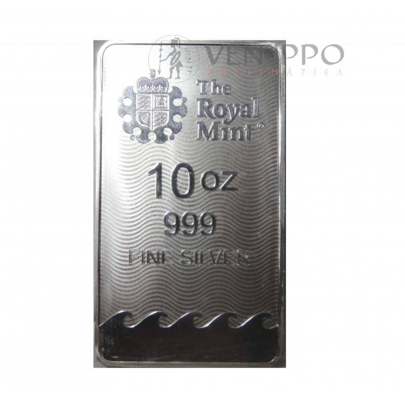 Gran Bretaña, Lingote 10 OZ. Plata 999 mls. Britannia.