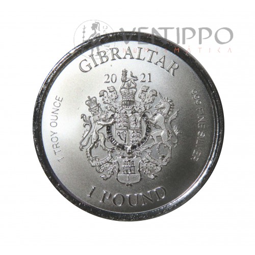 Gibraltar, One Pound Plata ( 1 OZ 999 mls. )