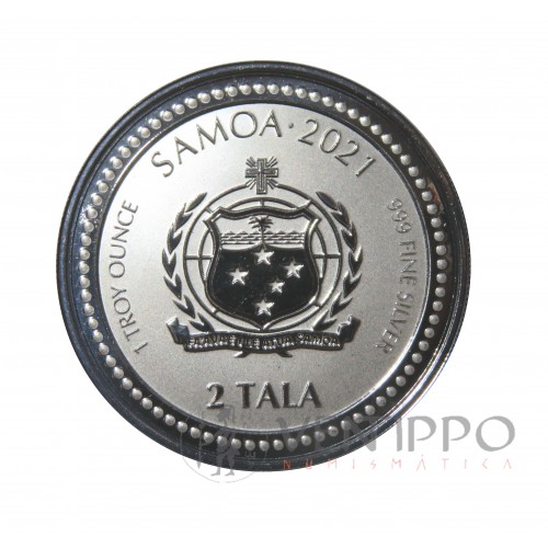 Samoa, 2 Tala plata ( 1 OZ 999 mls ) Caballito de Mar 2021, Prooflike.