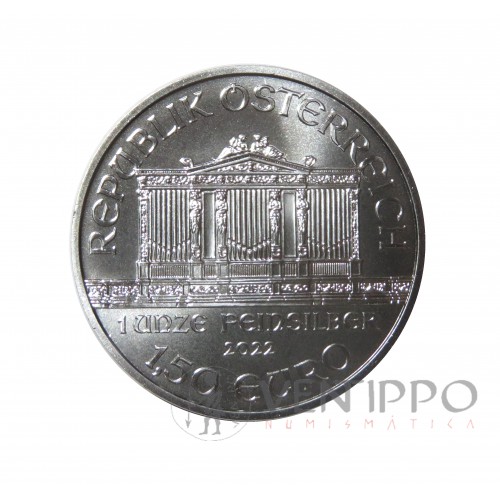 Austria, 1,5 € Plata ( 1 OZ 999 mls. ) Filarmónica 2022,  S/C.