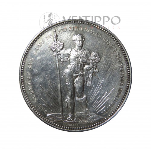 Suiza, 5 Francs plata , Festival Tiro Basilea, 1879, EBC-