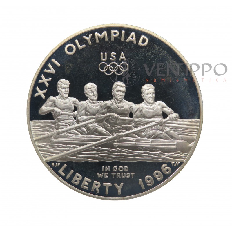 Estados Unidos, Estuche + Certificados 2x1 Dollar Plata 1996 Proof, JJ.OO. Atlanta 96.