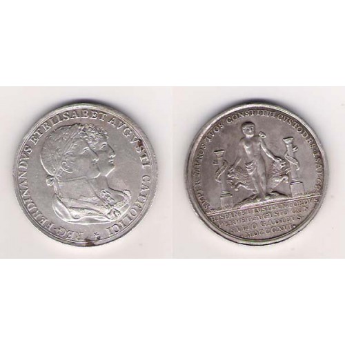 MEDALLA PLATA ( 17,97 grs. ) BODA REAL FERNANDO VII , CÁDIZ 1816