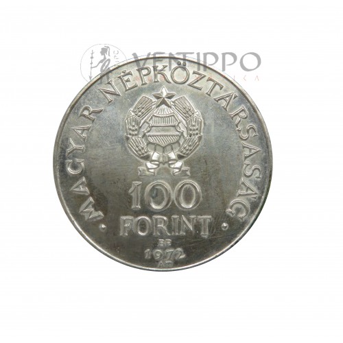 Hungría, 100 Forint Plata, 1972 Centenario Unión Buda y Pest, S/C-