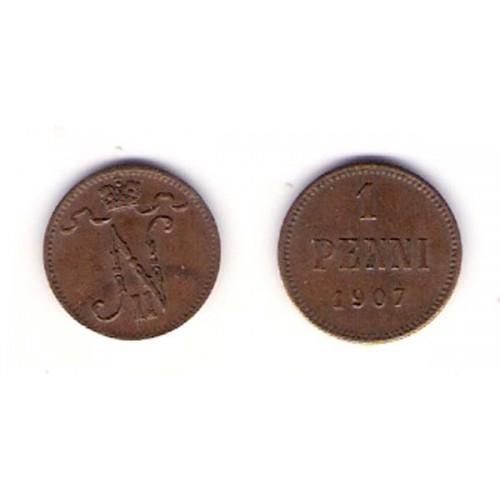 FINLANDIA, 1 PENNI, ZAR NICOLÁS II, 1907, MBC