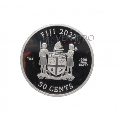 Fiji, 50 Cents Plata ( 1 OZ. 999 mls. ) Perro 2022, BU.
