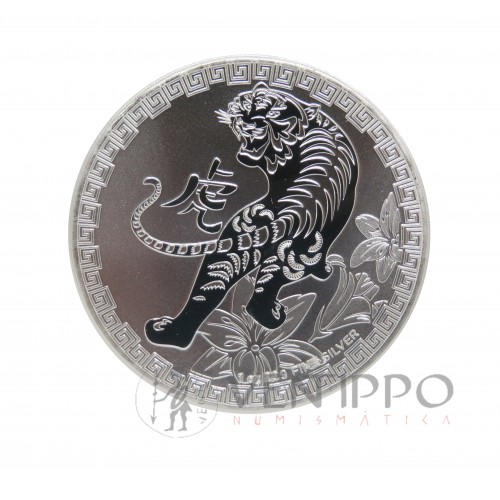 Niue, 2 $ Plata ( 1 OZ. 999 mls. ) Año lunar Tigre, 2022, BU.