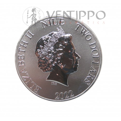 Niue, 2 $ Plata ( 1 OZ. 999 mls. ) Año lunar Tigre, 2022, BU.