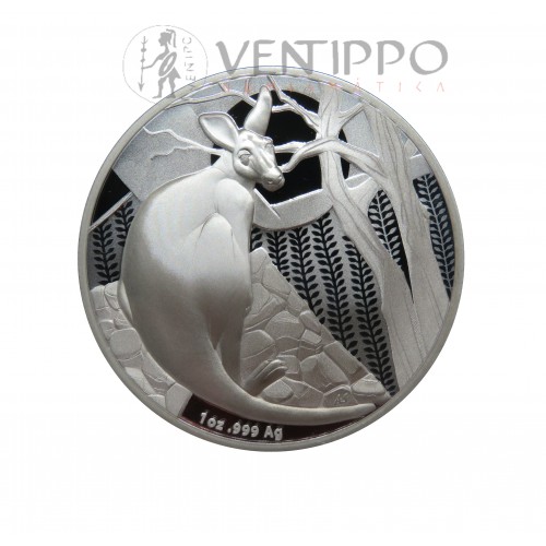 Australia, 1 $ Plata ( 1 OZ. 999 mls. ) Canguro Ram 2022, Proof.
