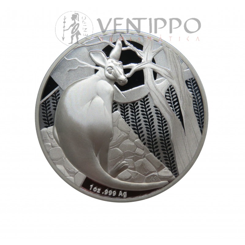 Australia, 1 $ Plata ( 1 OZ. 999 mls. ) Canguro Ram 2022, Proof.