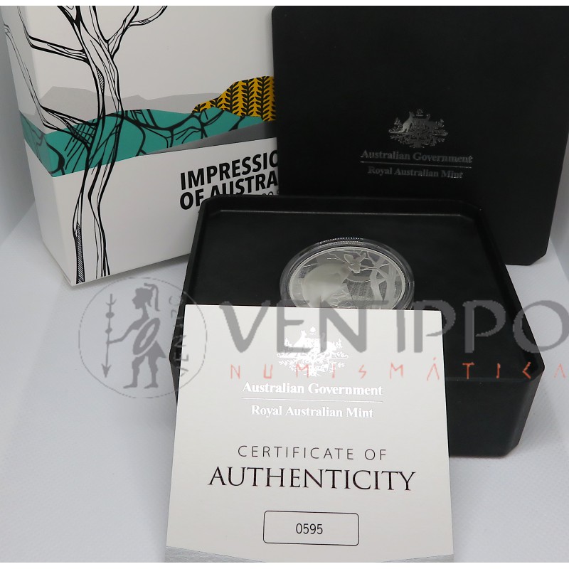 Australia, 1 $ Plata ( 1 OZ. 999 mls. ) Canguro Ram 2022, Proof.