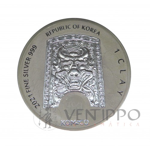 Corea del Sur, 1 Clay Plata ( 1 OZ. 999 mls .), Serie Guardianes Zi: Sin Taurus, 2021.