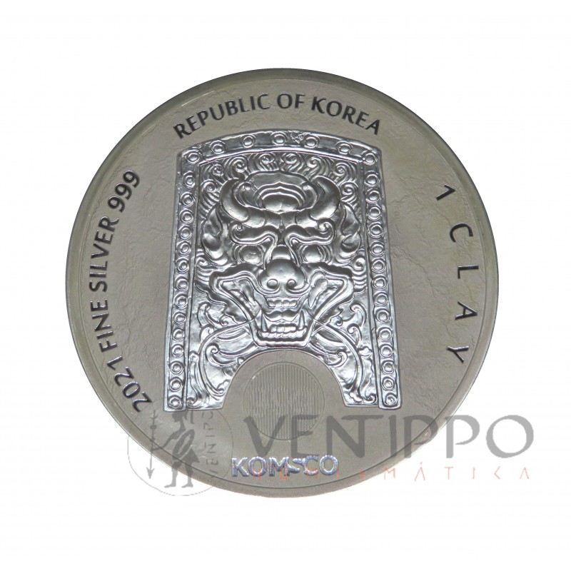 Corea del Sur, 1 Clay Plata ( 1 OZ. 999 mls .), Serie Guardianes Zi: Sin Taurus, 2021.