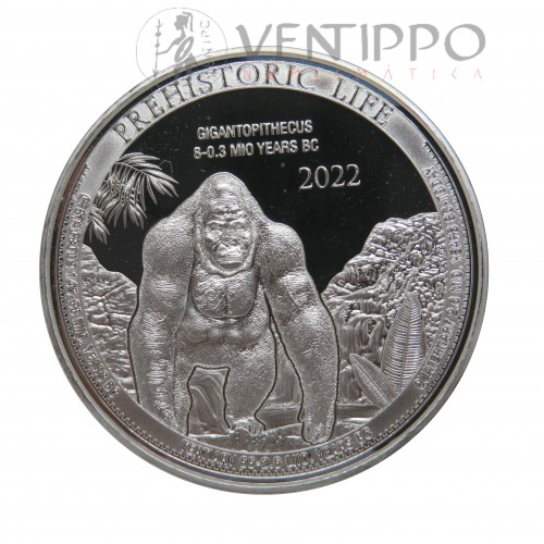 Congo, 20 Francs Plata ( 1 OZ 999 mls. ) 2022, Gigantopithecus, BU.