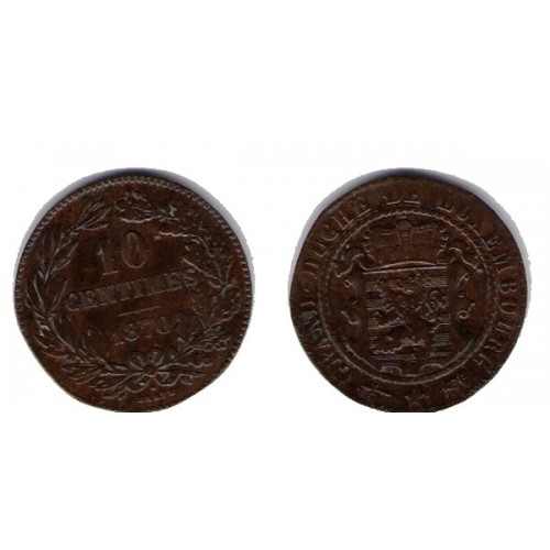 LUXEMBURGO, 10 CÉNTIMOS 1870, GUILLERMO II, RR