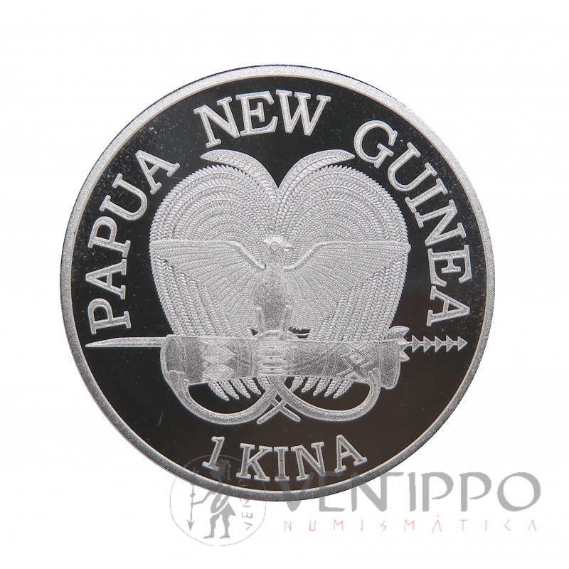 Papua Nueva Guinea, 1 Kina Plata ( 1 OZ. 999mls ) Ave del Paraíso, 2022 BU