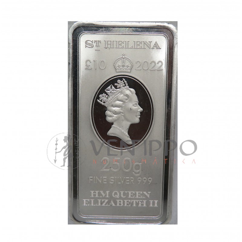 St. Helena, 10 Pounds Plata ( 250 grs ley 999 mls ) 2022, Compañía Indias Orientales, BU.