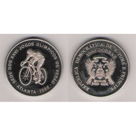 STO. TOME I PRINCIPE, 1000 DOBRAS, CU-NI, 1993 ATLANTA 96, EX-PR