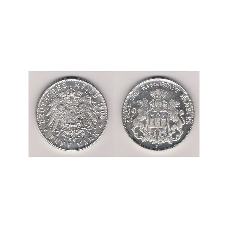 Alemania, Hamburgo, 5 Marks plata, 1903, EBC, rara