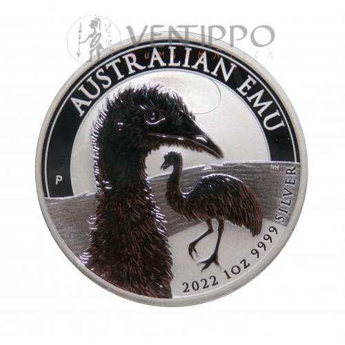 Australia, Dollar Plata ( 1 OZ ley 999 mls ) Emu 2022, BU