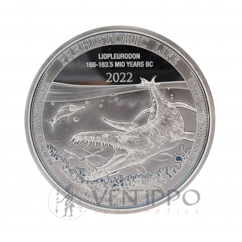 Congo, 20 Francs Plata ( 1 OZ 999 mls ) 2022, Liopleurodon, BU.