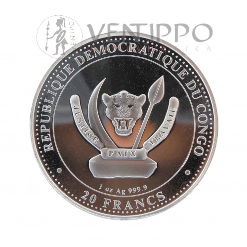 Congo, 20 Francs Plata ( 1 OZ 999 mls ) 2022, Liopleurodon, BU.