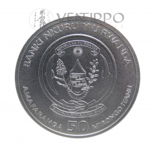 Ruanda, 50 Francs Plata ( 1 oz. 999 mls) Año del Conejo 2023, S/C