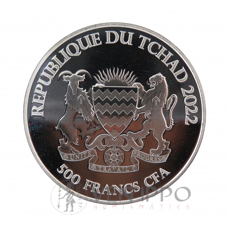 Tchad, 500 Francs Plata ( 1 OZ. 999 mls) Gallo céltico 2022 BU