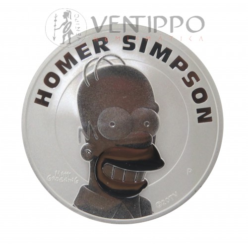 Tuvalu, Dollar Plata ( 1 OZ. ley 9999 mls. ) 2022 Homer Simpson, BU.