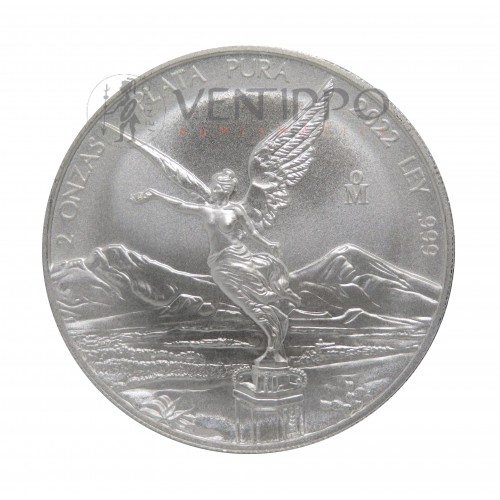 México, 2 Onzas Plata ( 62,20 gramos, ley 999 mls. ) Libertad 2022, S/C Mate.