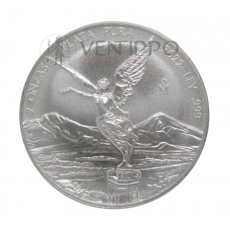 México, 2 Onzas Plata ( 62,20 gramos, ley 999 mls. ) Libertad 2022, S/C Mate.