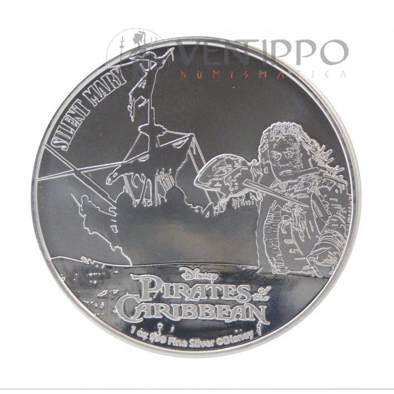 Niue, 2 Dollars Plata ( 1 OZ ley 999 mls. ) Piratas del Caribe 2022, Silent Mary, BU.