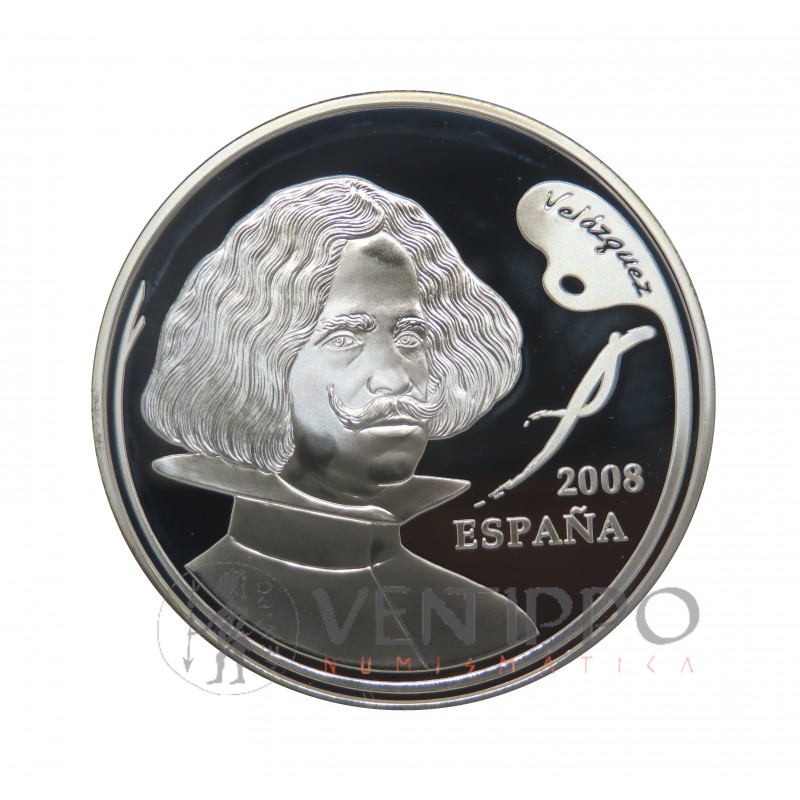 10 € Plata Proof, 2008, Serie Pintores Españoles, Velázquez.