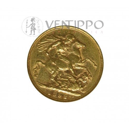Gran Bretaña, Sovereign Oro ( 7,99 grs. ley 917 mls. ) 1892, Reina Victoria MBC/ MBC+