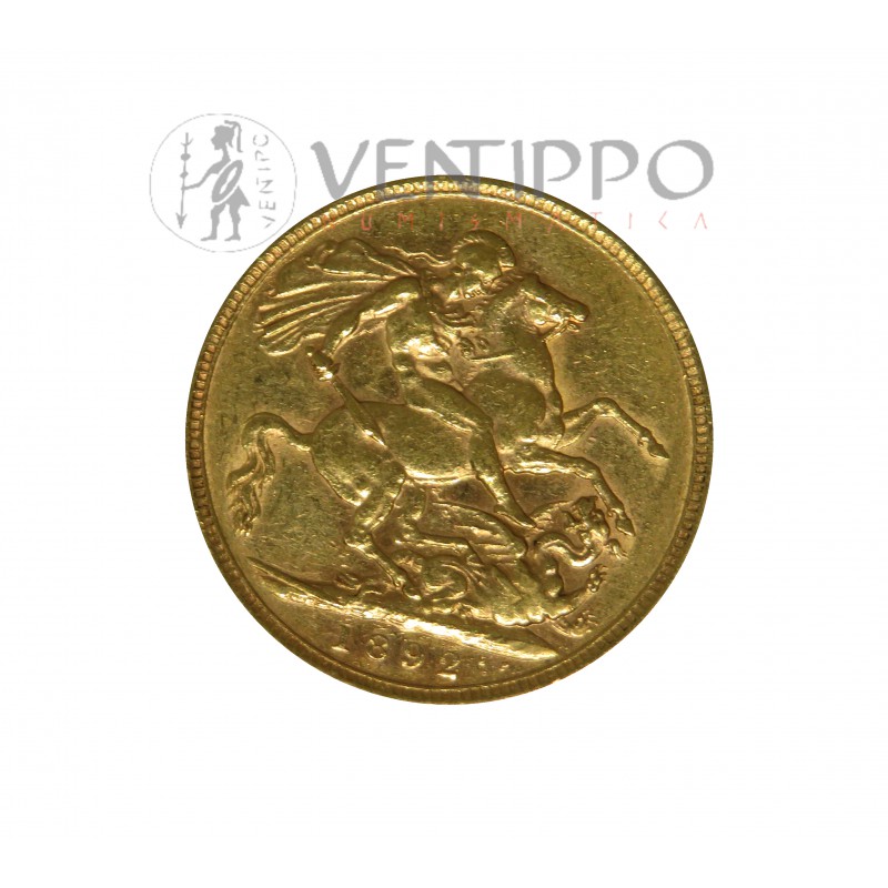 Gran Bretaña, Sovereign Oro ( 7,99 grs. ley 917 mls. ) 1892, Reina Victoria MBC/ MBC+