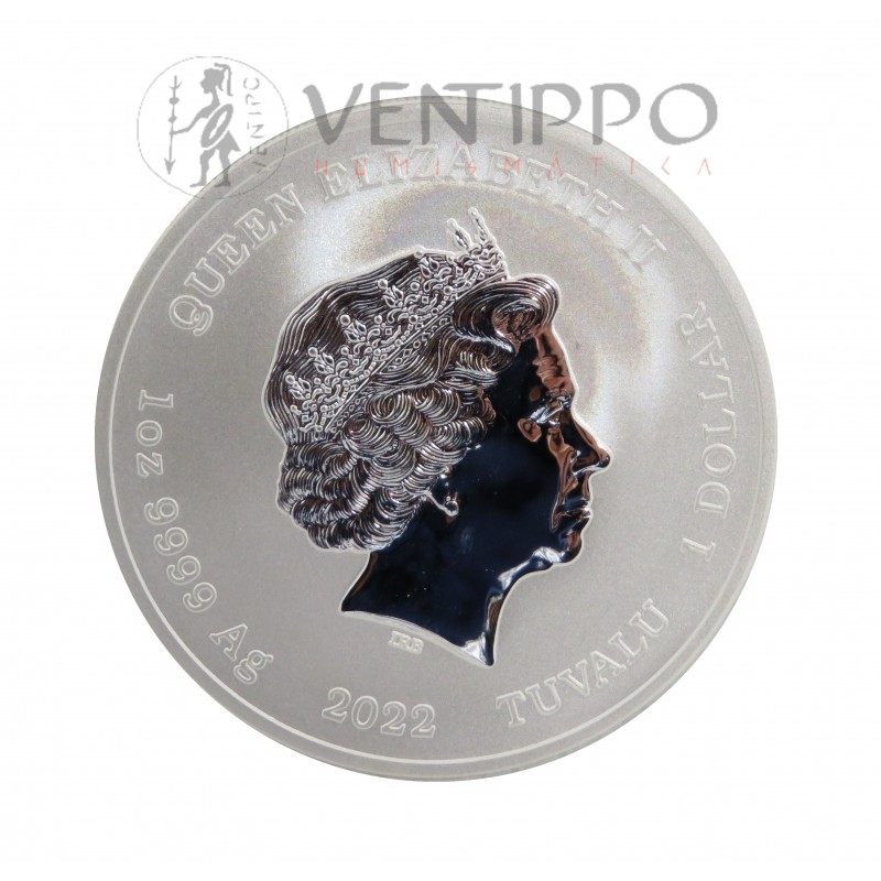 Tuvalu, 1 $ Plata ( 1 OZ  ley 9999 mls ) 2022 Bart Simpson, BU.
