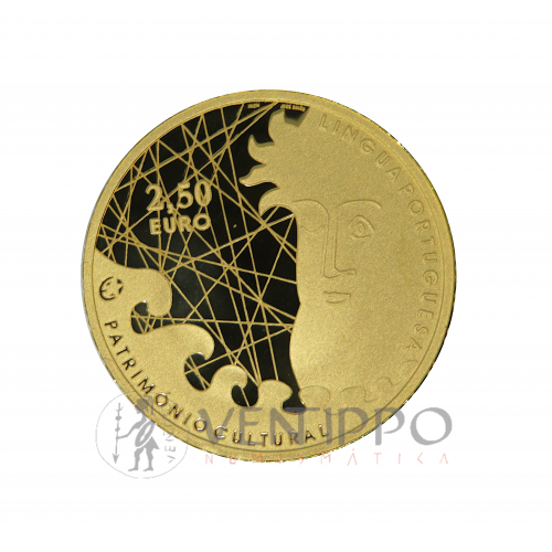 Portugal, 2'5 € Oro ( 15,55 gramos ley 999 milésimas ) 2009 Lengua portuguesa, Proof.