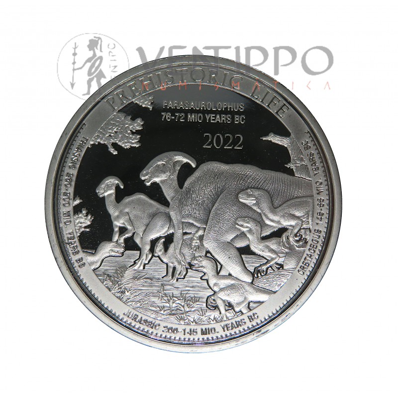 Congo, 20 Francs Plata ( 1 OZ 999 mls ) 2022 Parasauolophus, BU