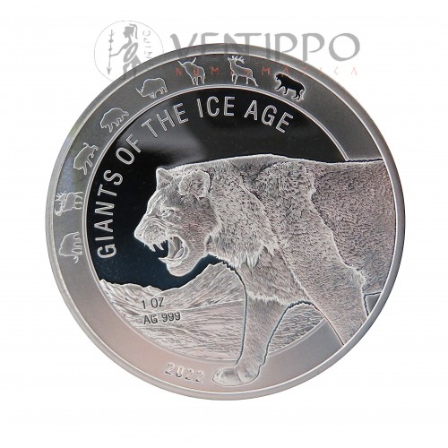 Ghana, 5 Cedis Plata ( 1 OZ  999 mls . ) 2022 León de las cabernas, BU.