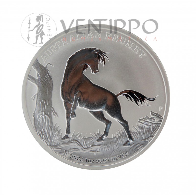 Australia, Dollar plata ( 1 OZ 9999 mls .) Brumby 2022, BU.