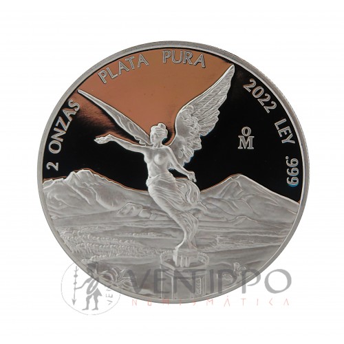 México, 2 Onzas Plata ( 62,20 grs. ley 999 mls ) Libertad 2022, Proof.