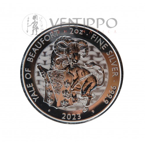 Gran Bretaña, 5 Pounds Plata ( 2 OZ ley 999 mls ) Serie Bestias Tudor, 2023, Yale, BU.