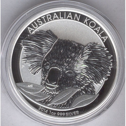 AUSTRALIA, 1 $ PLATA ( 1 OZ. 999 mls. ) KOALA 2014, BU