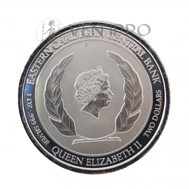 Anguilla, 2 $ Plata ( 1 OZ ley 999 milésimas ) EC8 IV Regata 2021.