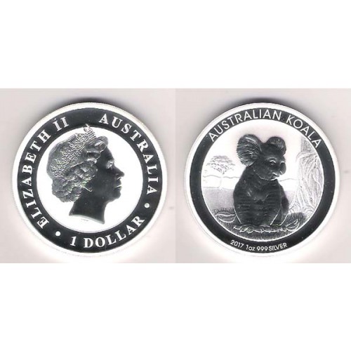 AUSTRALIA, 1 $ PLATA ( 1 OZ. 999 mls. ) KOALA 2017, BU