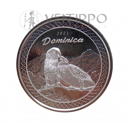 Dominica, 2 $ plata ( 1 OZ.999 mls) EC8 IV 2021 Sisserou Parrot, Prooflike