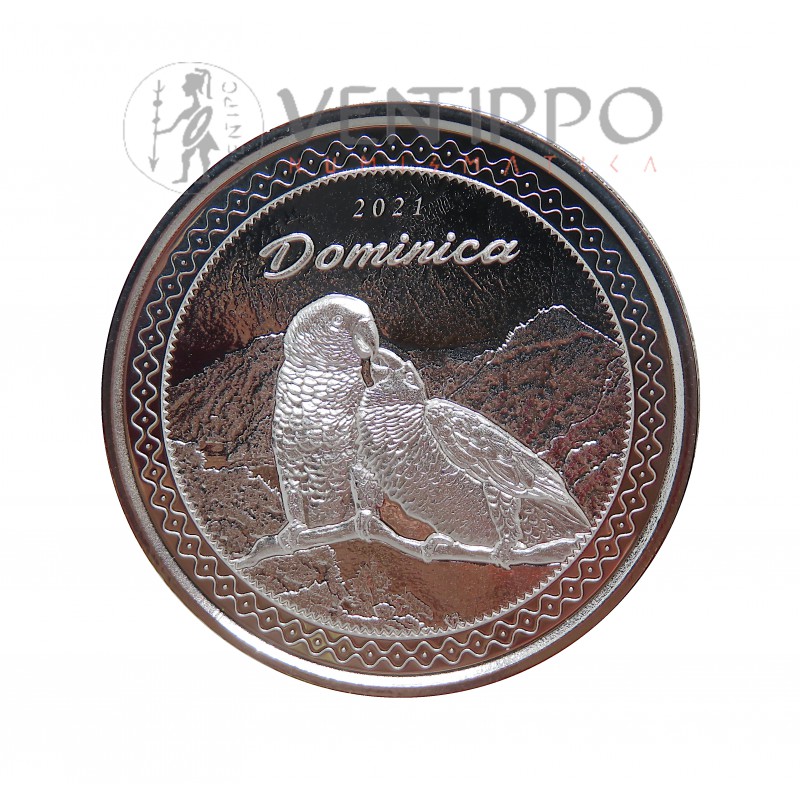 Dominica, 2 $ plata ( 1 OZ.999 mls) EC8 IV 2021 Sisserou Parrot, Prooflike