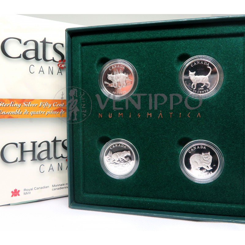 Canadá 4 x 50 Cents plata Proof 1999 gatos de Canadá